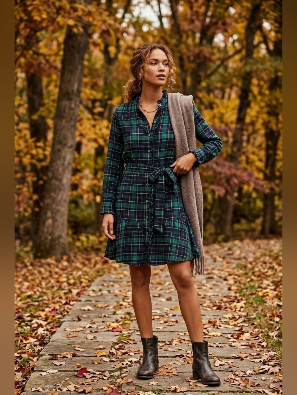 114. BNWT Gap Plaid Belted Dress